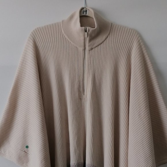 Lululemon Womens Ivory Short Sleeve Mock Neck 1/4 Zip Poncho Sweater Size OS - Picture 2 of 8